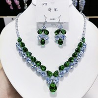 Parure de bijoux de mode pour banquet, collier et boucles d'oreilles en strass pour mariage et bal de promo, accessoires de mariée, ensemble collier en zircon pour femme