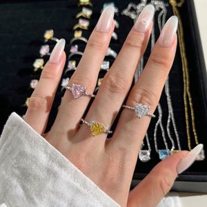 Dylam High Fine Jewelry S925 Silver Hypoallergenic Rhodium Plated 8A Crushed <b>Iced</b> Out Cut Cubic Zirconia Heart Wedding <b>Ring</b> - Product Image 5