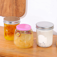 Pot de conservation en verre transparent avec couvercle en bambou pour aliments pour bébés, collations, chewing-gums, bonbons, sucre, biscuits, cornichons, confiture - Cylindre écologique et durable