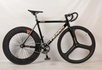 Vélo de route à pignon fixe avec cadre en alliage d'aluminium SNM100, roues à trois rayons en alliage de magnésium, freins à double disque à vitesse unique