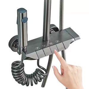 Sistema <span class=keywords><strong>Doccia</strong></span> Termostatico di Lusso 4-in-1 <span class=keywords><strong>con</strong></span> Rubinetti in Ottone <span class=keywords><strong>e</strong></span> <span class=keywords><strong>Soffione</strong></span> per Hotel, Appartamenti o Ville - Product Image 1