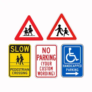 12 X 12 Inch Stop Sign Street Slow Pedestrian Temporary Warning Aluminum Metal Sign Retro Reflective Road Traffic Safety Signs