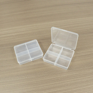 Transparent Plastic <b>Storage</b> <b>Box</b> 4 Compartment Rectangle PP Jewelry Electronics Parts Organizer <b>Small</b> Size Yiwu Origin - Product Image 2