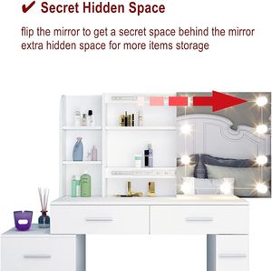 Table de maquillage moderne de luxe <span class=keywords><strong>pour</strong></span> chambre à coucher avec miroir LED et tiroir lumineux, table de maquillage <span class=keywords><strong>pour</strong></span> chambre à coucher - Product Image 5