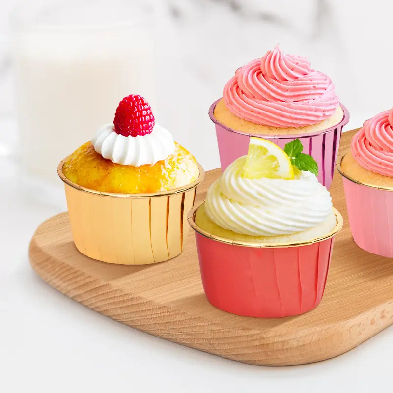 D86 Disposable High Temperature Resistance Paper cupcakes liner Muffin greaseproof cake baking cups with Rolling Mouth and lids