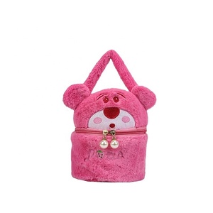 Pochette de maquillage en peluche Kawaii mignonne grande capacité Portable sac cosmétique voyage toilette sac de rangement A-672 - Product Image 1