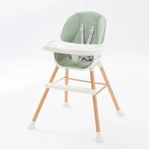 Cadeira de madeira natural com bandeja, cadeira de madeira natural com solução alta ajustável perfeita para bebês e bebês ou como cadeira de jantar