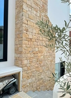 Pierre de pavé en grès blanc naturel irrégulier pour revêtement mural de jardin et décoration paysagère