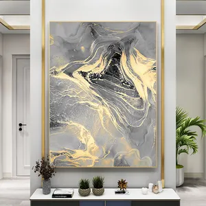 لوحات قماشية بمقاسات مختلفة للبيع بالجملة من المصنع بالصين لوحات جدارية حديثة مجردة لتزيين الحوائط باللون الأسود والذهبي