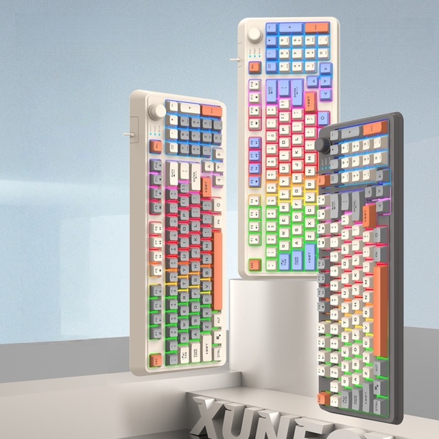 MQ Wired Gaming Keyboard 94-Key Three-Color Splicing RGB Backlit Mechanical Feel Private Mold PC Desktop Accessories Made China