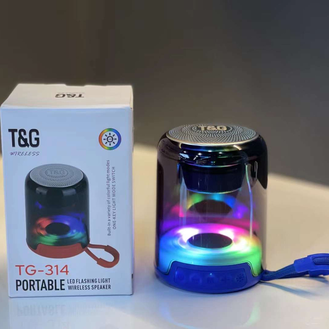TG-314 2022 New Design Glass Speaker Home 3d Surround Transparent Lights 360 Stereo Sound Deep Bass Home Theate Column Subwoofer
