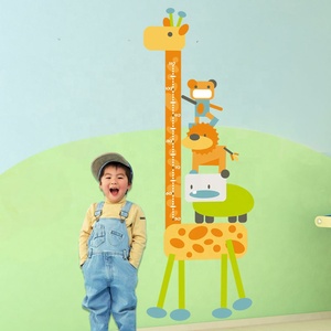 Adesivo da <span class=keywords><strong>parete</strong></span> personalizzato per la misurazione dell'altezza dei bambini dei cartoni animati giraffa carta adesiva - Product Image 6