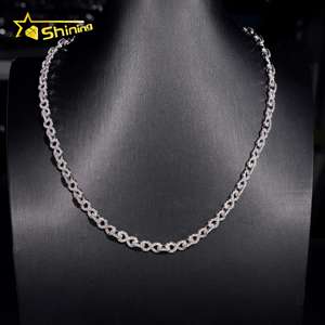 Hip Hop <strong>Necklace</strong> 6mm <strong>Infinity</strong> Cuban Chain <strong>Gold</strong> Plated Solid Sterling Silver 925 Cuban Link Chain VVS Moissanite Hip Hop Jewelry - Product Image 1
