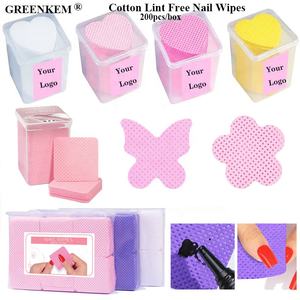 ผ้าเช็ดทำความสะอาดเล็บผ้าฝ้ายผ้าฝ้ายเช็ดทำความสะอาดเล็บแบบไม่เป็นขุยแผ่นเจลล้างหน้าทรงสี่เหลี่ยมสีชมพูลายหัวใจ200กล่อง - Product Image 1