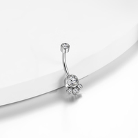 Lingchee acier inoxydable haltère balancent nombril Piercing boucle d'oreille à filetage interne nombril anneaux lunette ensemble rond CZ bijoux