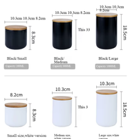 Conteneur de stockage en céramique pour aliments, sucre, thé, café, noir mat et blanc, grande capacité, très populaire, avec couvercle en bambou