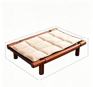 China Manufacturer Luxury Sherpa Fleece Calming <b>Dog</b> <b>Bed</b> Custom Solid Wood Frame Waterproof PU Leather Cat <b>Bed</b> - Product Image 1