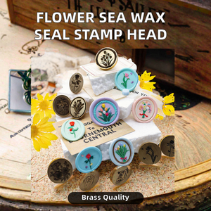 Meilleur <span class=keywords><strong>Prix</strong></span> Tête de sceau à cire en laiton, série Marine Florale (Tulipe, Rose, Orchidée), gravée au laser, pour la décoration - Product Image 2