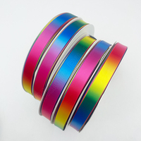 Ruban en satin personnalisé E-Magic, ruban cadeau imprimé arc-en-ciel sur un seul côté, écologique, 100% polyester, 9-38 mm