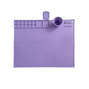 แผ่นรองวาดภาพซิลิโคนอเนกประสงค์ ลดราคาพิเศษ พร้อมที่วางแก้วพับได้ เช็ดทำความสะอาดได้ ล้างทำความสะอาดได้ ใช้เป็นจานสี สำหรับเด็ก เสริมสร้างพัฒนาการด้านศิลปะ - Product Image 4