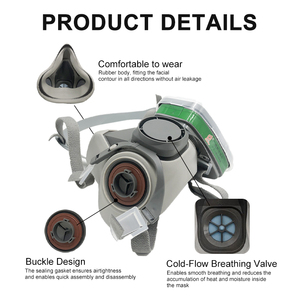 चीन आपूर्तिकर्ता जैविक गैस धूल रासायनिक सुरक्षा के लिए आधा फेस मास्क FD-410 दोहरी कारतूस - Product Image 3