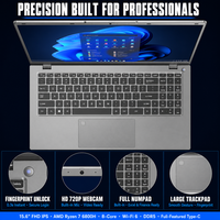 Ordinateurs portables neufs AMD Ryzen 7 6800H 15,6 pouces FHD IPS DDR5 64 Go 4x emplacements M.2 WiFi 6 Lecteur d'empreintes digitales Windows 11 Ordinateur portable professionnel