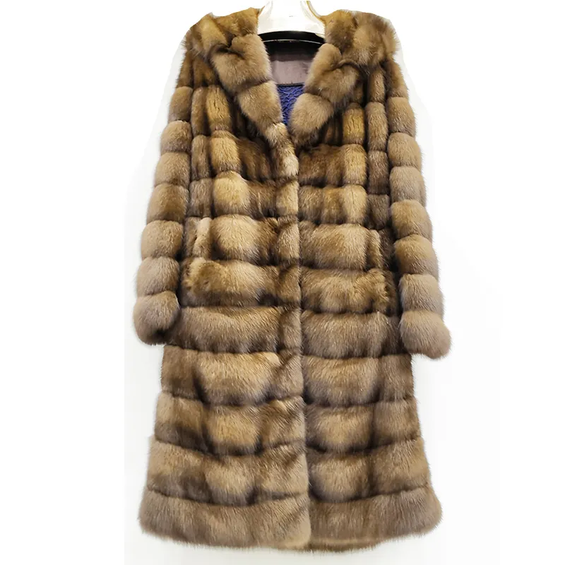 2022 winter fabulous Russia sable fur coat with huge collar and sable fur skin belt women luxury sable fur coat