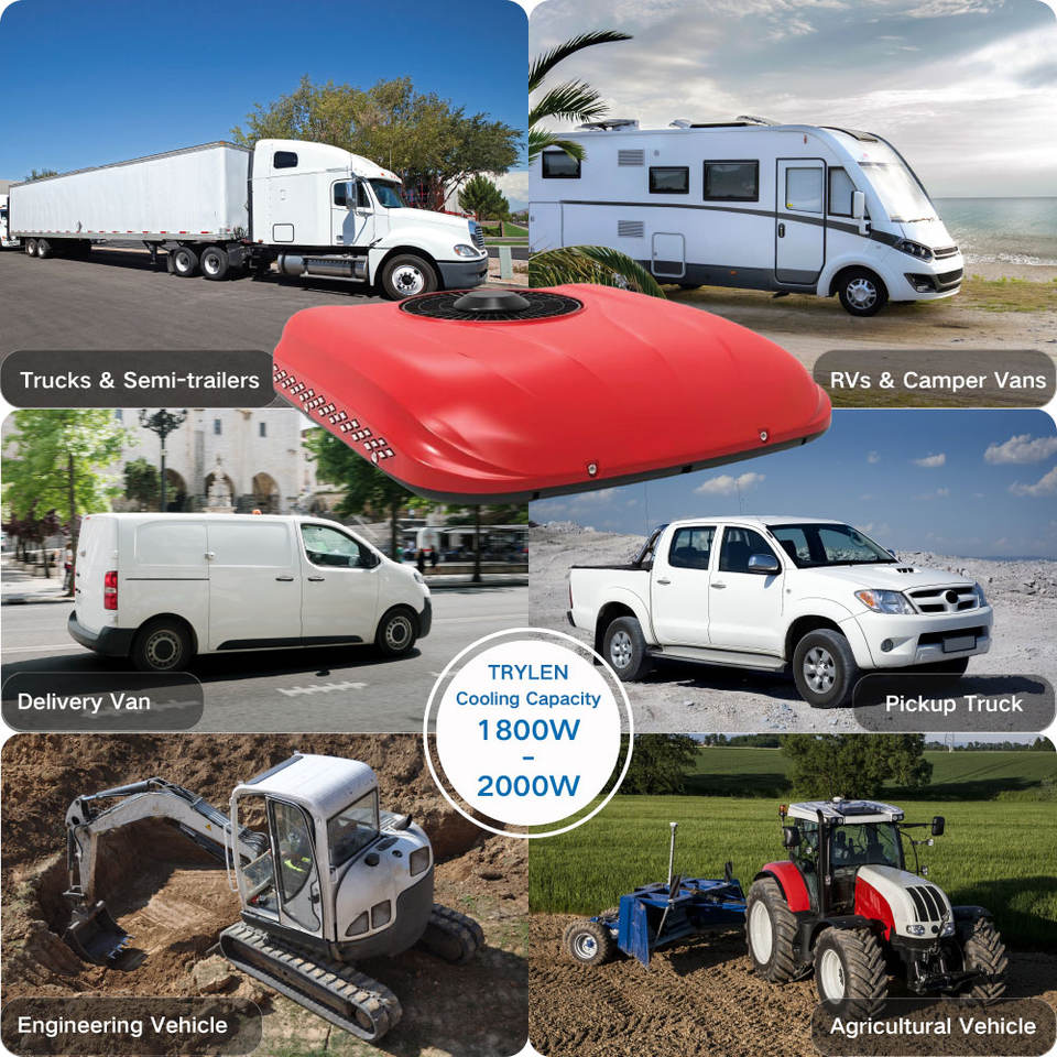 Van Draw Unit DC 12V 24V Electric Parking Air Conditioner Truck Cab Rooftop Cooling ...
