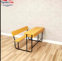 Fournisseurs d'usine de mobilier scolaire : Ensemble bureau et banc d'étude en bois pour enfants, durable et monobloc