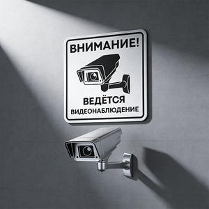 Rusya, Ukrayna için 24 Saat İzleme Uyarı Levhası CCTV Kamera Simgesi 12x12 cm Alüminyum Kompozit Panel - Product Image 2