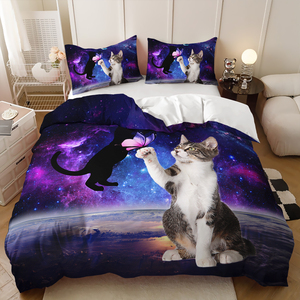 Wholesale Modern Eco-Friendly 500TC Home <strong>Bedding</strong> in Various <strong>Sizes</strong> Cute Black Cat 3D Printed Duvet Cover <strong>Sets</strong> - Product Image 4