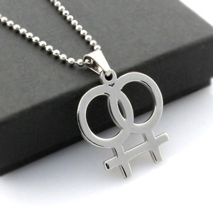 Vente en gros Acier inoxydable Gay Pride <span class=keywords><strong>Symbole</strong></span> Lesbienne Charme Collier Bijoux Homme Signe Pendentif Collier Pour Hommes - Product Image 6