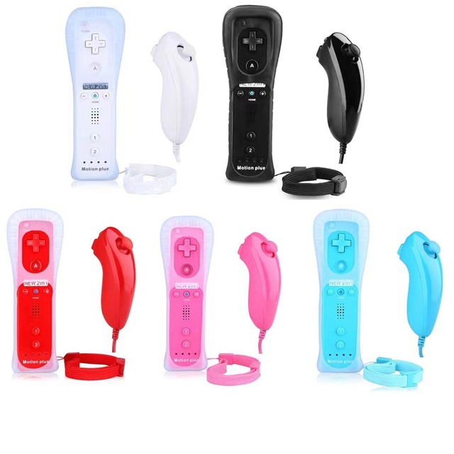 2 in 1 Wireless Remote Controller with Nunchuck for Wii Joystick Built-in Motion Plus for Wii Gamepad