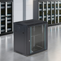 Armoire de serveur murale 19 pouces en acier laminé à froid SPCC pour réseau 9U, CCTV, NVR, DVR, télécommunications et stockage de données