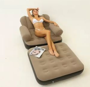 En moda şişme beş fonksiyonel kahverengi mavi kombinasyonu katlanabilir yatak ev eğlence oturma odası hava kanepe - Product Image 6