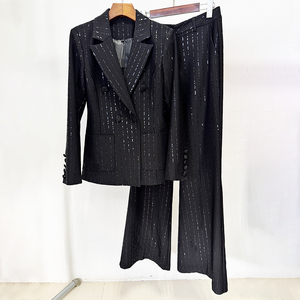 ZYHT 70150 Conjunto de <span class=keywords><strong>Blazer</strong></span> y Pantalones de Dos Piezas con Lentejuelas de Moda para Mujer, Nueva Llegada de Primavera - Product Image 2