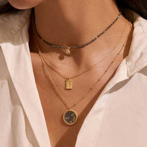 Collane pendenti in pietra di luna naturale in pietra di luna placcata oro in acciaio inossidabile alla moda - Product Image 3