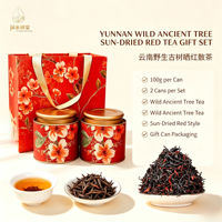 Thé noir en vrac séché au soleil, provenant de vieilles plantes sauvages du Yunnan, 100g*2 boîtes, coffret cadeau élégant pour les affaires et les fêtes