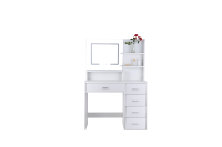 Miroir lumineux moderne blanc à panneaux de bois mobiles, haute efficacité, 3 modes d'éclairage, avec tiroirs pour coiffeuse de salon
