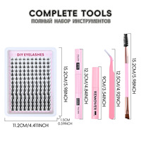 Kit de cils synthétiques DIY en gros, faits à la main, effet éventail, 14 rangées, imperméables, longue durée, pour salon à domicile