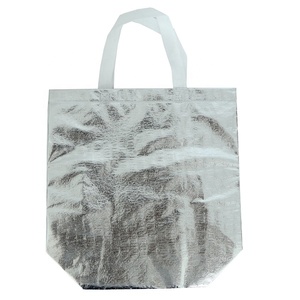 Custom Laminated Non Woven Metallic <strong>Silver</strong> Reusable Shopping <strong>Tote</strong> <strong>Bags</strong> - Product Image 2