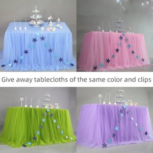 Jupe de table <span class=keywords><strong>en</strong></span> tutu à double couche pour fête <span class=keywords><strong>en</strong></span> gros plinthe de table <span class=keywords><strong>en</strong></span> tulle moelleux pour décoration d'anniversaire de mariage-personnaliser la taille - Product Image 2