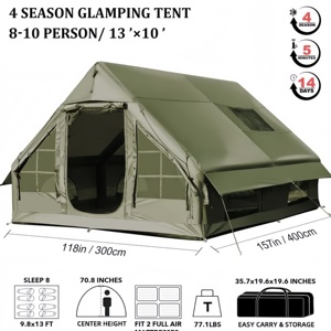Tente de <span class=keywords><strong>camping</strong></span> gonflable portable quatre saisons à double couche avec pompe, en tissu Oxford imperméable et PVC, installation rapide, deux chambres, pour 2 personnes - Product Image 2
