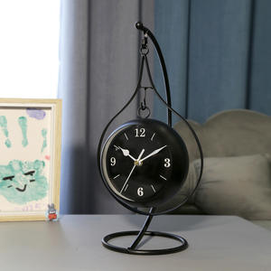 Horloge d'art en fer créative minimaliste, ornement silencieux, adaptée à la décoration du salon, affichage de table, style nordique de luxe léger. - Product Image 2