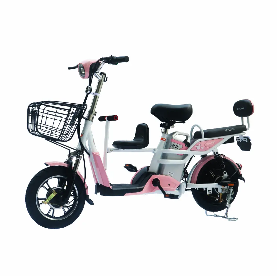 맞춤형 디자인 3 seater 48V 리튬 배터리 전자 사이클 전기 자전거 베이비 시트 페달 보조