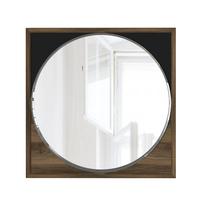 Espejo Valdes Redondo de Diseño Moderno en Aglomerado Negro Nogal de Lujo, Exclusivo y Más Vendido en Turquía, Fácil de Montar para Uso Decorativo