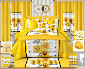 Literie 30 Pièces, Collection de Draps en Coton, Ensemble de Couvre-Lit et Literie avec Rideaux, Ensembles de Draps 30 Pièces, Tailles King et Queen pour Lit - Product Image 1