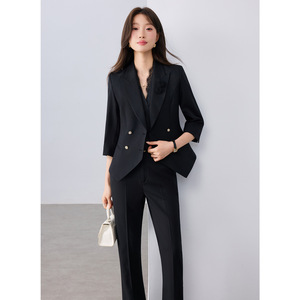 Women's Suit Set Three Quarter Sleeve Satin Anti-Wrinkle Formal Work Wear Commuting Outfit - Product Image 3