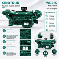 Moteur diesel marin SCDC Sinotruk WD615 WD615.61C01N 110 kW 150 CV 1800 tr/min 6 cylindres pour bateau de pêche et bateau de transport