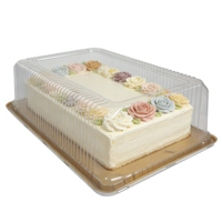Boîte à gâteau de mariage de luxe dorée, en PET de qualité alimentaire, avec dôme transparent durable, boîte à gâteau rectangulaire en plastique de 13 pouces, grandes boîtes à gâteaux en gros
